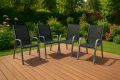 Sada 4 x záhradná stolička stohovateľná s vysokým operadlom