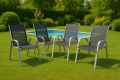 Sada 4 x záhradná stolička stohovateľná s vysokým operadlom
