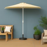 Polkruhový záhradný slnečník biely vrátane príslušenstva