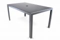 Záhradný hliníkový stôl so sklenenou doskou, 150 cm čierny