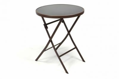 Záhradný bistro stolík sklenený so sklápacou doskou – hnedý