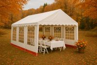 Záhradný stan - biela / červená, 4 x 6 m