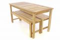 Záhradný set lavíc a stola DIVERO - neošetrené teakové drevo - 150 cm