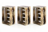 Sada 3x drevená debnička VINTAGE DIVERO hnedá - 44 x 28 x 19