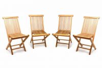 Sada 4 kusov - záhradné skladacie stoličky DIVERO - teak