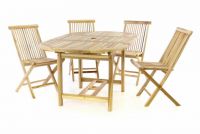 Záhradný set DIVERO z teakového dreva - stôl + 4 stoličky