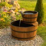Záhradná fontána - fontána s dvoma drevenými vedrami