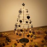 Vianočný kovový strom - čierny, 25 LED, teple biela