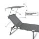 Záhradné skladacie lehátko so strieškou XXL - čierne