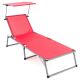 Záhradné skladacie ležadlo so strieškou XXL - červené