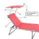 Záhradné skladacie ležadlo so strieškou XXL - červené
