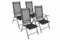 Sada 4 hliníkových skladacích stoličiek Garth - čierna