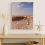 Nástenná maľba piesočná cesta na pláž, 30 LED, 30 x 40 cm