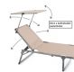 DIVERO skladacie ležadlo so strieškou, XXL, béžové