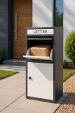 Stojanová poštová schránka KIM, čierno-biela, oceľ, 2 kľúče
