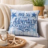 Dekoračný vankúšik so vzhľadom modrého dreva, 40 x 40 cm