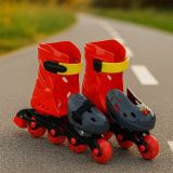 Kolieskové korčule G21, nastaviteľné 7" - 8,5", červeno-šedé