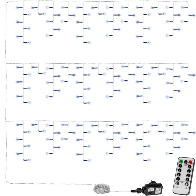 Obrázok Vianočný svetelný dážď 200 LED studená biela - 5 m + ovládač