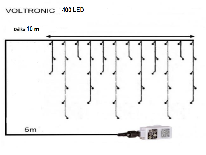 Obrázok VOLTRONIC svetelný dážď - 400 LED, teplá/studená biela