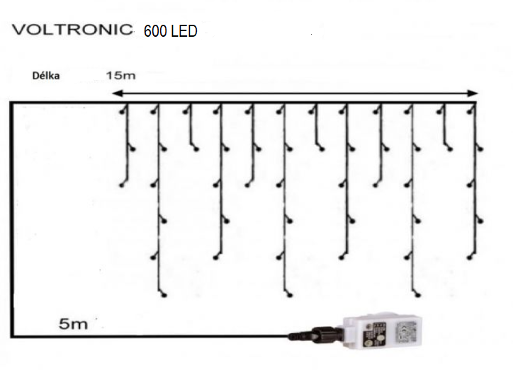 Obrázok VOLTRONIC svetelný dážď - 600 LED, teplá/studená biela