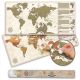 Stieracia mapa sveta v antik vintage štýle - 100 x 45 cm