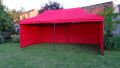 Záhradný párty stan DELUXE nožnicový + bočná stena - 3 x 6 m červená
