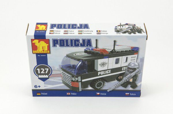 Obrázok Stavebnice Dromader Policie Auto Dodávka 23404 127ks v krabici 22x15x4,5cm