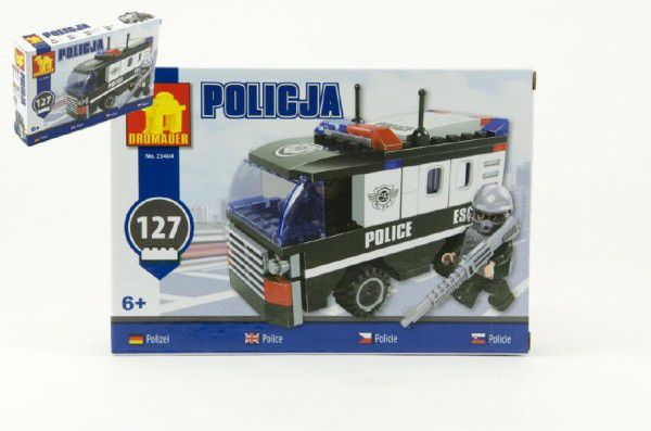 Obrázok Stavebnice Dromader Policie Auto Dodávka 23404 127ks v krabici 22x15x4,5cm