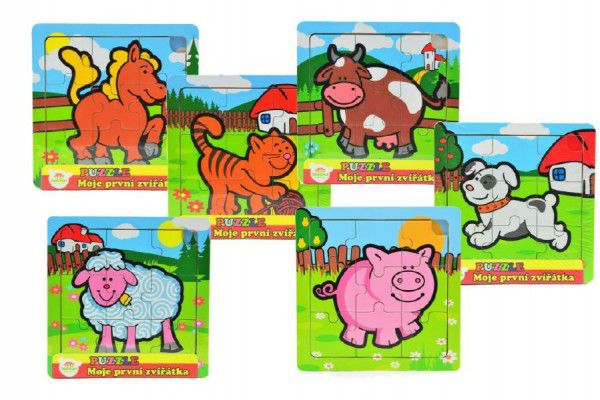 Obrázok  Mini puzzle drevené 9 dielikov Moje prvé zvieratká pre najmenších 15x15x0,8cm 6 druhov