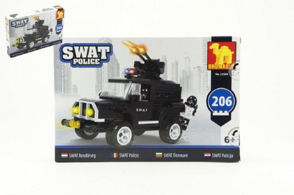 Obrázok Stavebnice Dromader SWAT Policie Auto 206ks v krabici 32x21,5x5cm