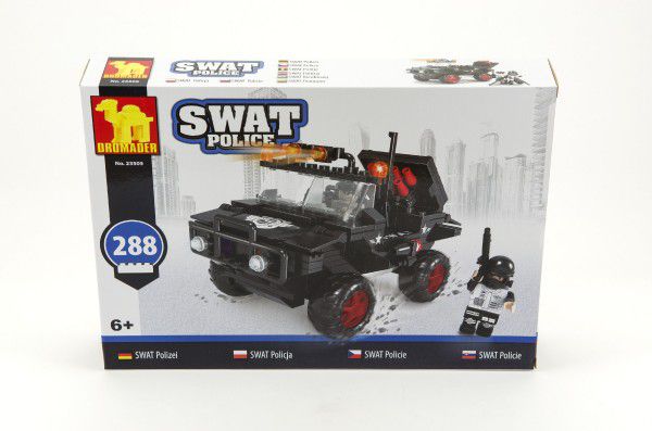 Obrázok Stavebnice Dromader SWAT Policie Auto 288ks plast v krabici 35x25x5,5cm