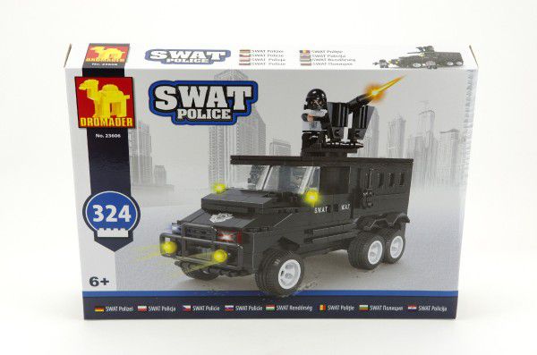 Obrázok Stavebnice Dromader SWAT Policie Auto 324ks plast v krabici 38x28x6cm