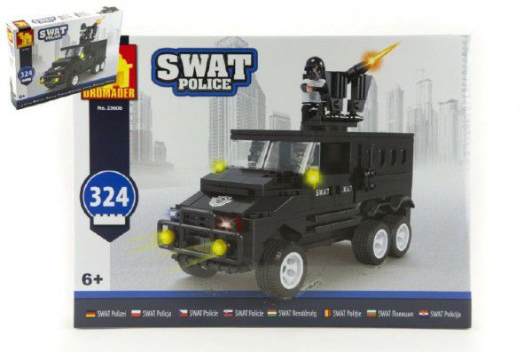 Obrázok Stavebnice Dromader SWAT Policie Auto 324ks plast v krabici 38x28x6cm