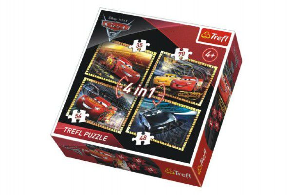 Obrázok Puzzle pro děti TREFL 34276 Auta 3: Závodíme 4v1 (35,48,54,70 dílků)