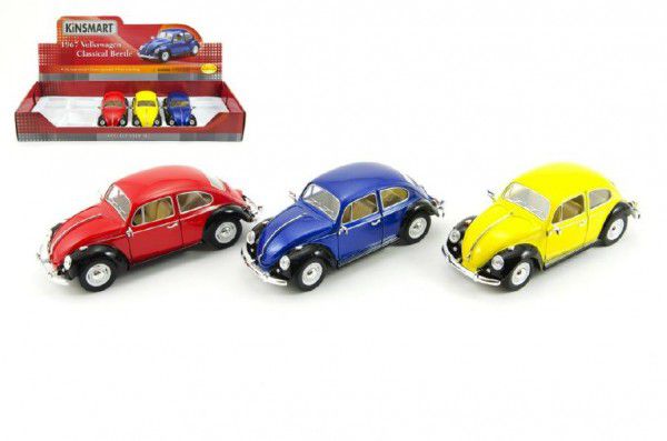 Obrázok Auto Kinsmart Volkswagen Classical Beetle kov 17cm volný chod asst 3 barvy 6ks v boxu