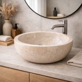 Kamenné umývadlo Gemma 501 leštený mramor Ø 50 cm Cream