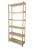 Drevený regál, 6 políc, 213 x 70 x 33 cm