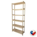 Drevený regál, 6 políc, 213 x 70 x 33 cm
