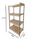 Drevený regál so 4 policami, 133 x 80 x 43 cm