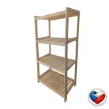 Drevený regál so 4 policami, 133 × 80 × 43 cm, borovica, CZ