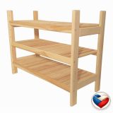 Drevený regál s 3 policami, rozmery 60 × 50 × 33 cm, česká