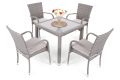 Záhradný polyratanový set Mori s poduškami pre 4 osoby- sivá