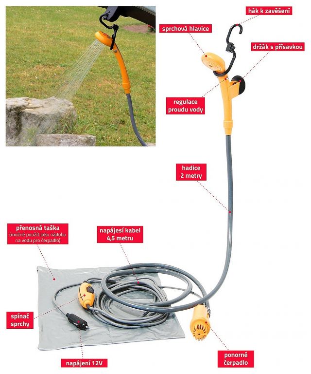 Obrázok Compass Prenosná sprcha 12 V (07253)