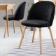 Sada jedálenských zamatových stoličiek, čierne, 2 ks