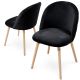 Sada jedálenských zamatových stoličiek, čierne, 2 ks