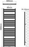 AQUAMARIN vertikálny kúpeľňový radiátor 180 x 60 cm, biely
